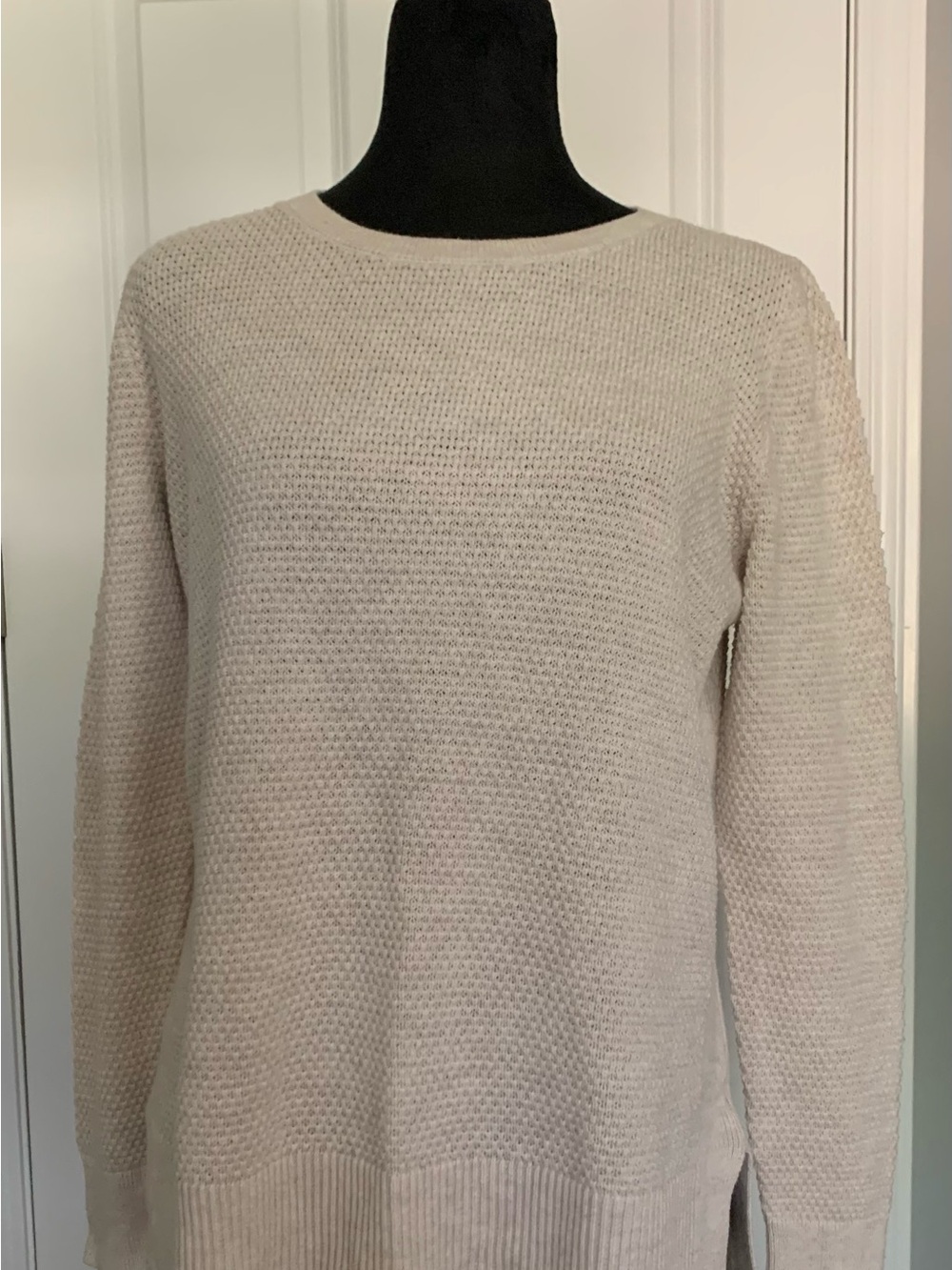 GAP Women's Light Cream Textured Crewneck Sweater